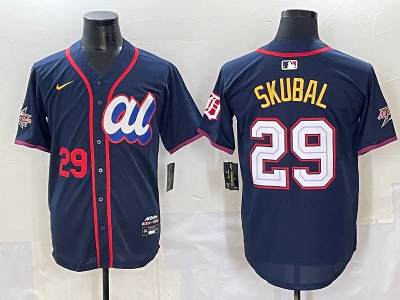 Men 2025 Detroit Tigers #29 Skubal Drak Blue All star Nike MLB Jersey style 4